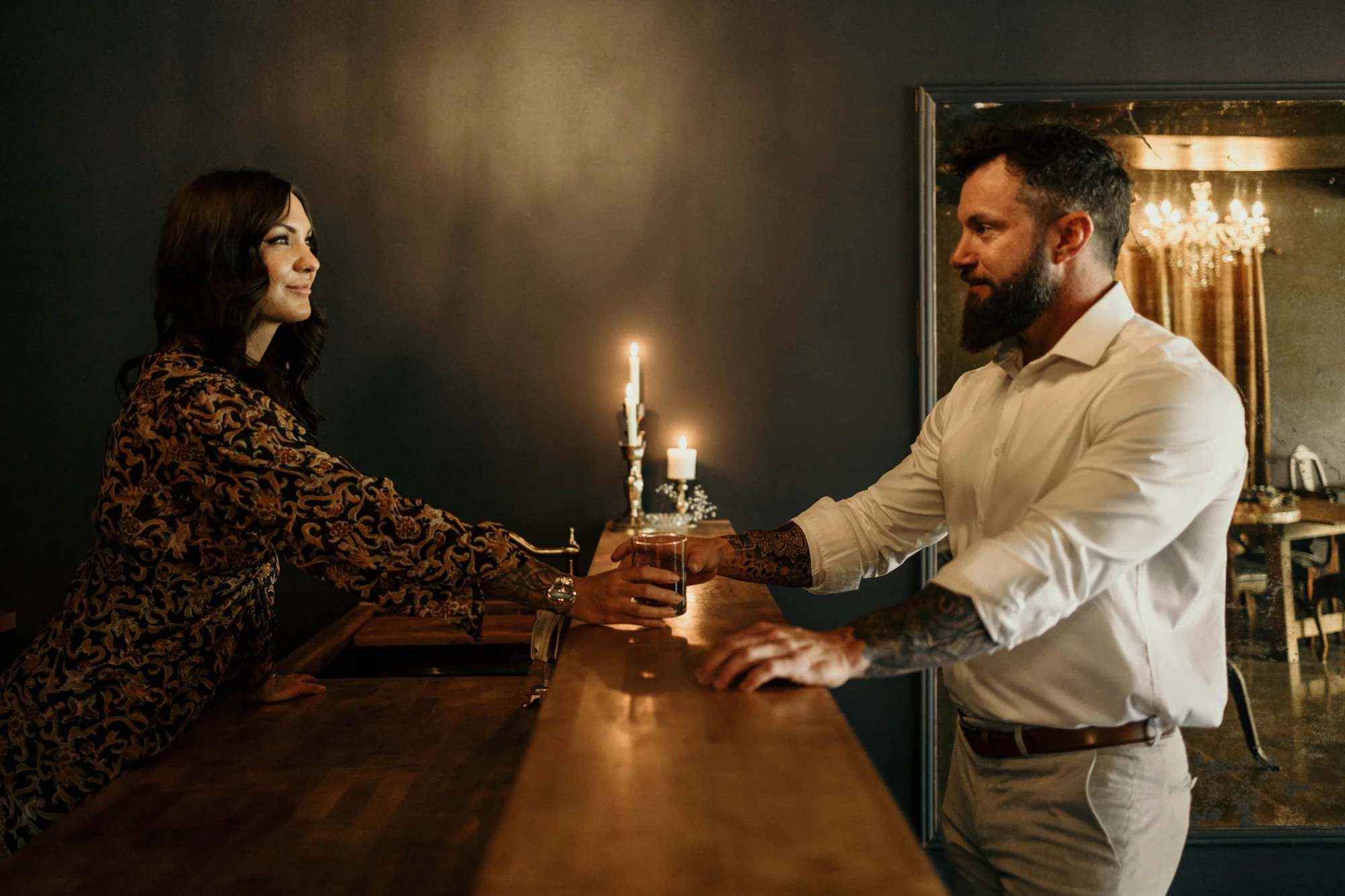 A man and woman together at the Parlour bar